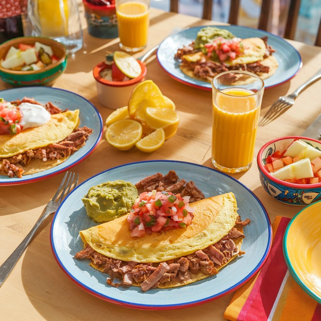 Serving Suggestions for a Mexican Breakfast with Carnitas and Eggs